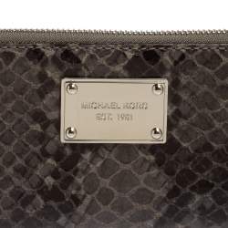 Michael Kors Grey Python Embossed Leather Multi Function Wristlet Phone Case