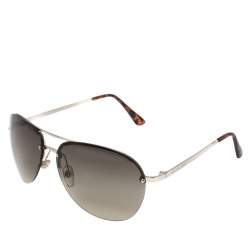 Pre Owned MICHAEL Micheal Kors Silver Tone/ Green Kai M2068S Aviator Sunglasses