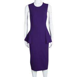 Michael Kors Grape Purple Wool Sleeveless Peplum Dress M