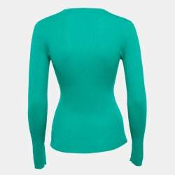 Michael Kors Collection Green Rib Knit Cashmere Sweater S