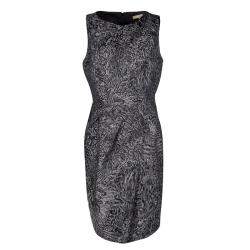 Michael Kors Grey Jacquard Sleeveless Sheath Dress L