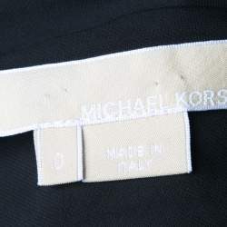 Pre Owned Michael Kors Black Draped Knit Metal Buckle Detail One Shoulder Dress XS