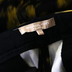 Michael Kors Black and Yellow Ikkat Print Wool Tapered Trousers M