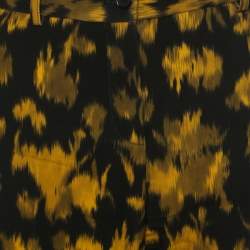 Michael Kors Black and Yellow Ikkat Print Wool Tapered Trousers M