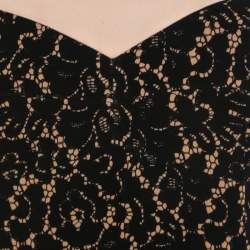 Pre Owned Michael Kors Black Lace Print Stretch Wool Crepe Dress M