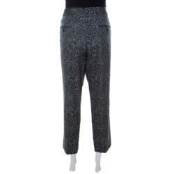 Michael Kors Dark Grey Chevron Print Stretch Wool Tapered Trousers XL