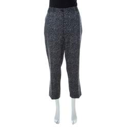 Michael Kors Dark Grey Chevron Print Stretch Wool Tapered Trousers XL