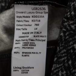 Michael Kors Dark Grey Chevron Print Stretch Wool Tapered Trousers XL