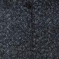 Michael Kors Dark Grey Chevron Print Stretch Wool Tapered Trousers XL