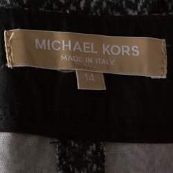 Michael Kors Dark Grey Chevron Print Stretch Wool Tapered Trousers XL