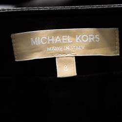 Michael Kors Dark Brown Leather Pleated Midi Skirt M