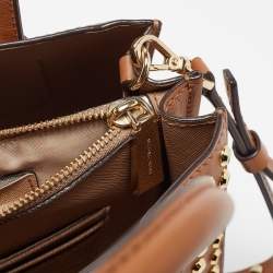 Michael Kors Brown Leather Mini Studded Mercer Tote