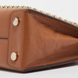 Michael Kors Brown Leather Mini Studded Mercer Tote
