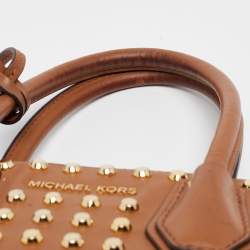 Michael Kors Brown Leather Mini Studded Mercer Tote