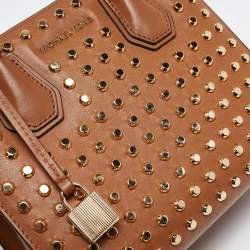 Michael Kors Brown Leather Mini Studded Mercer Tote