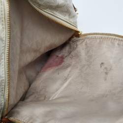 Michael Kors White/Tan Signature Coated Canvas and Leather Medium Rhea Backpack