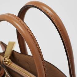 Michael Kors Brown/Beige Signature Coated Canvas and Leather Mini Mercer Tote