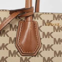 Michael Kors Brown/Beige Signature Coated Canvas and Leather Mini Mercer Tote