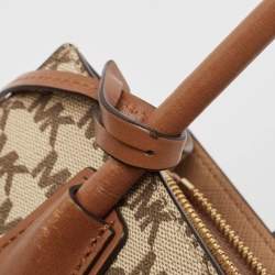 Michael Kors Brown/Beige Signature Coated Canvas and Leather Mini Mercer Tote