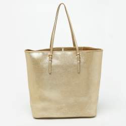 Michael Kors Gold Leather Jet Set Travel Shopper Tote