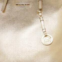 Michael Kors Gold Leather Jet Set Travel Shopper Tote