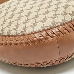 Michael Kors Beige/Brown Signature Coated Canvas and Leather Lauryn Hobo