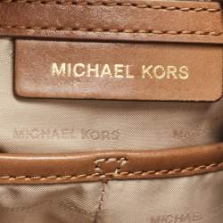 Michael Kors Beige/Brown Signature Coated Canvas and Leather Lauryn Hobo