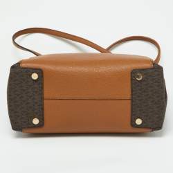 Michael Kors Brown/Tan Signature Coated Canvas and Leather Mae Tote