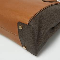 Michael Kors Brown/Tan Signature Coated Canvas and Leather Mae Tote