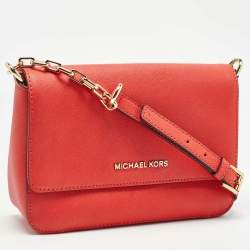 Pre Owned Michael Kors Red Leather Daniela Crossbody Bag