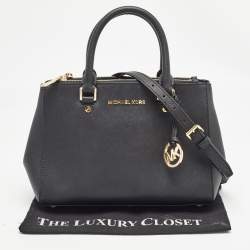 Michael Kors Black Leather Medium Sutton Tote