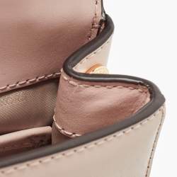 Michael Kors Light Pink Leather Small Mott Top Handle Bag