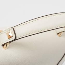 Pre Owned Michael Kors White Leather Small Jayne Trunk Top Handle Bag 