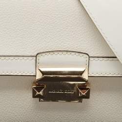 Pre Owned Michael Kors White Leather Small Jayne Trunk Top Handle Bag 