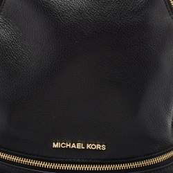 Michael Kors Black Leather Medium Rhea Backpack