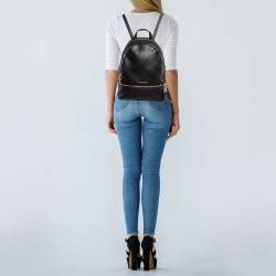 Michael Kors Black Leather Medium Rhea Backpack