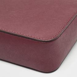 Pre Owned Michael Kors Burgundy Leather Jet Set Crossbody Bag