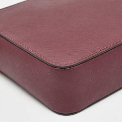 Pre Owned Michael Kors Burgundy Leather Jet Set Crossbody Bag