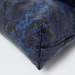 Pre Owned MICHAEL Michael Kors Blue Python Embossed Leather Foldover Shoulder Bag