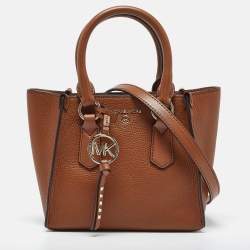 Pre Owned Michael Kors Brown Leather Small Kris Tote