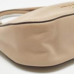 Pre Owned Michael Kors Beige Leather Small Harper Messenger Bag