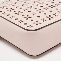 Pre Owned Michael Kors Light Pink Leather Lasercut East West Crossbody Bag