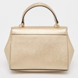 Pre Owned Michael Kors Gold Leather Mini Ava Top Handle Bag