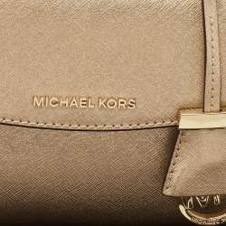 Pre Owned Michael Kors Gold Leather Mini Ava Top Handle Bag