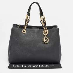 MICHAEL Michael Kors Black Leather Medium Cynthia Tote