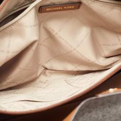 Pre Owned Michael Kors Brown Signature Coated Canvas and Leather Large Emilia Tote