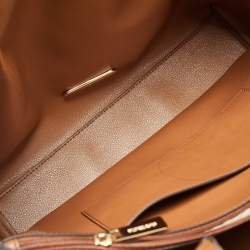 Pre Owned Michael Kors Brown Signature Coated Canvas and Leather Large Emilia Tote