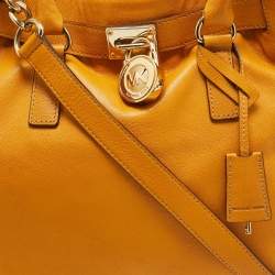 Pre Owned MICHAEL Michael Kors Mustard Leather Large Hamilton North South Tote