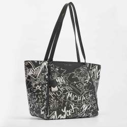 مملوكة مسبقًا Michael Kors Black/White Leather Large Graffiti Whitney Tote