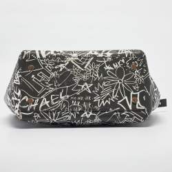 مملوكة مسبقًا Michael Kors Black/White Leather Large Graffiti Whitney Tote